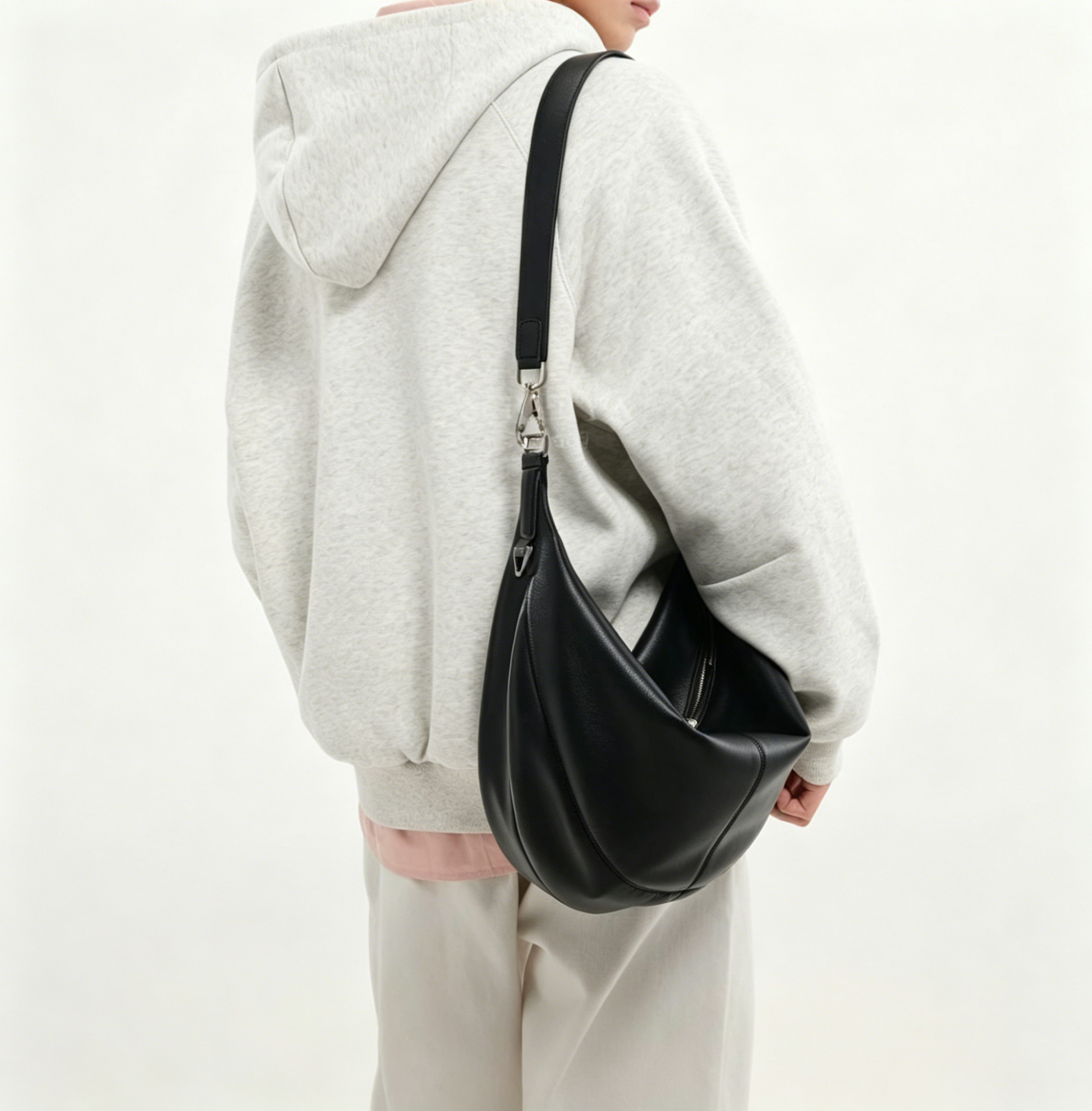Crescent leather crossbody back view | ZIRR