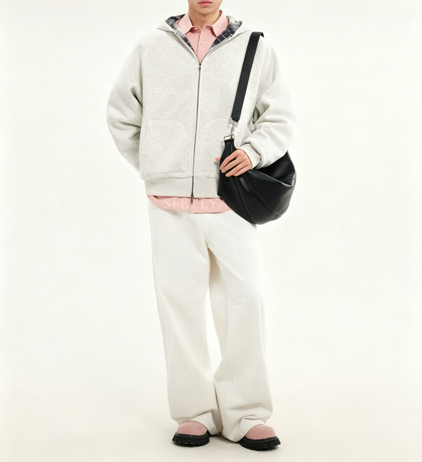 Crescent leather crossbody front view | ZIRR