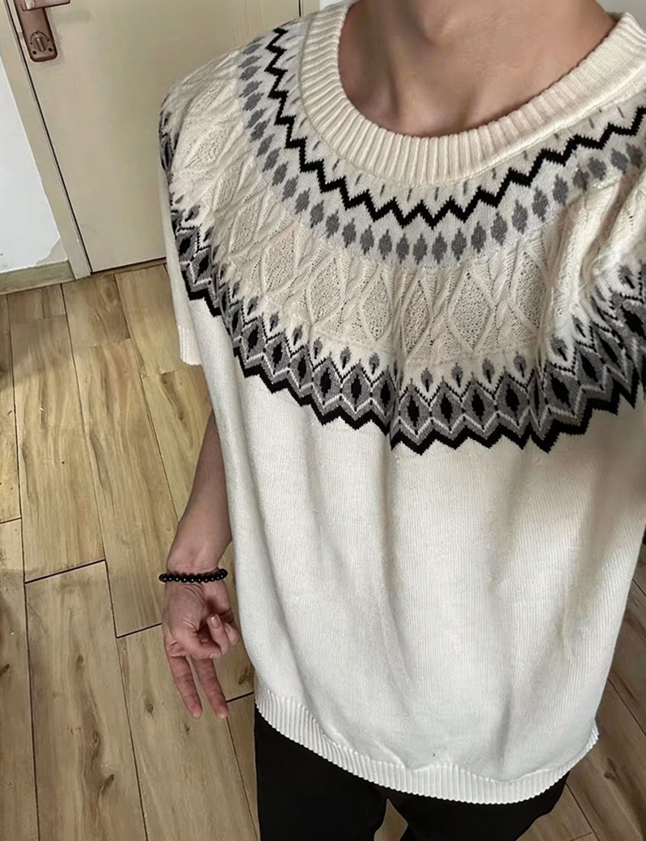 Fair Isle knit tee ribbed cuff detail | ZIRR