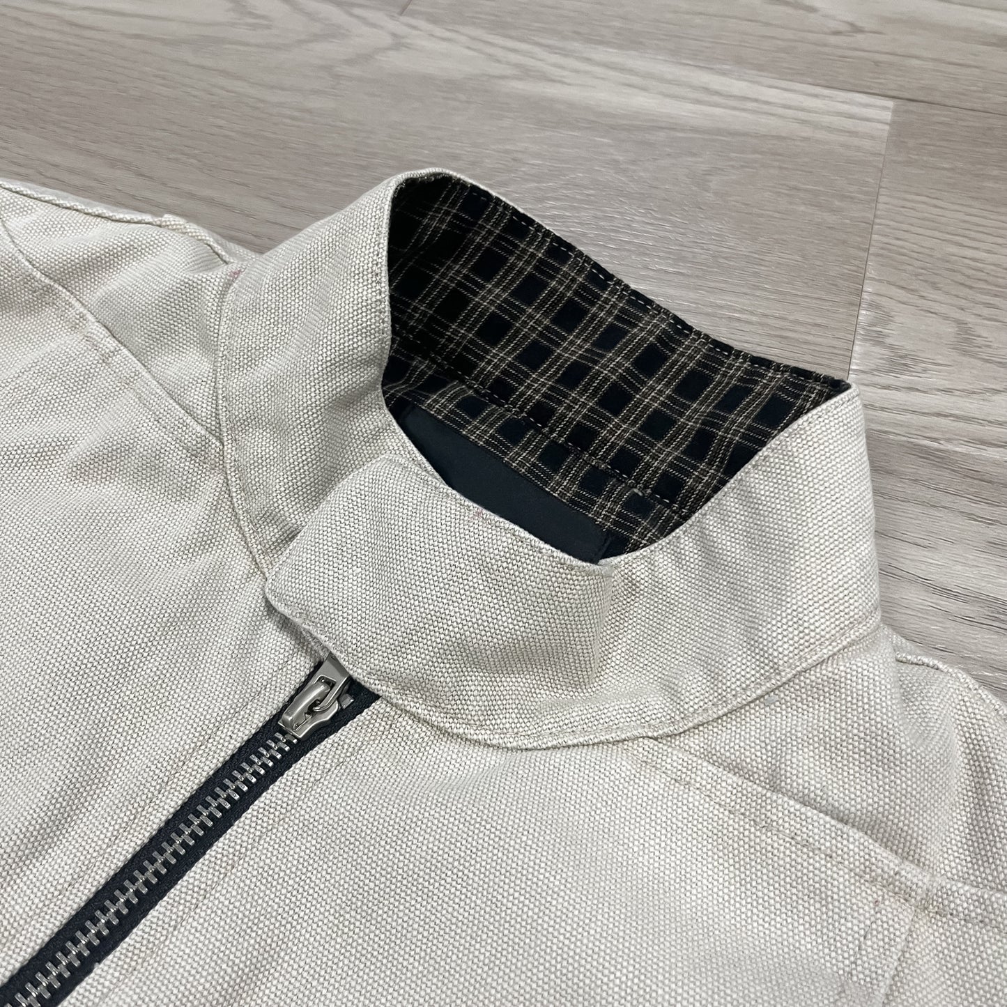 Washed canvas moto jacket side view | ZIRR