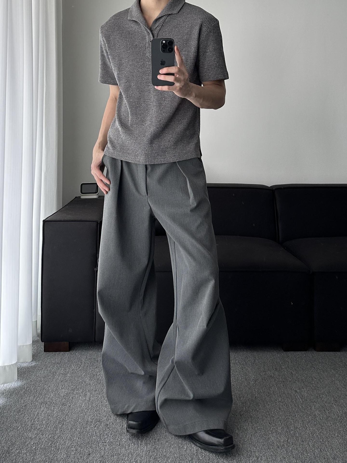 Open collar knit polo grey colourway | ZIRR