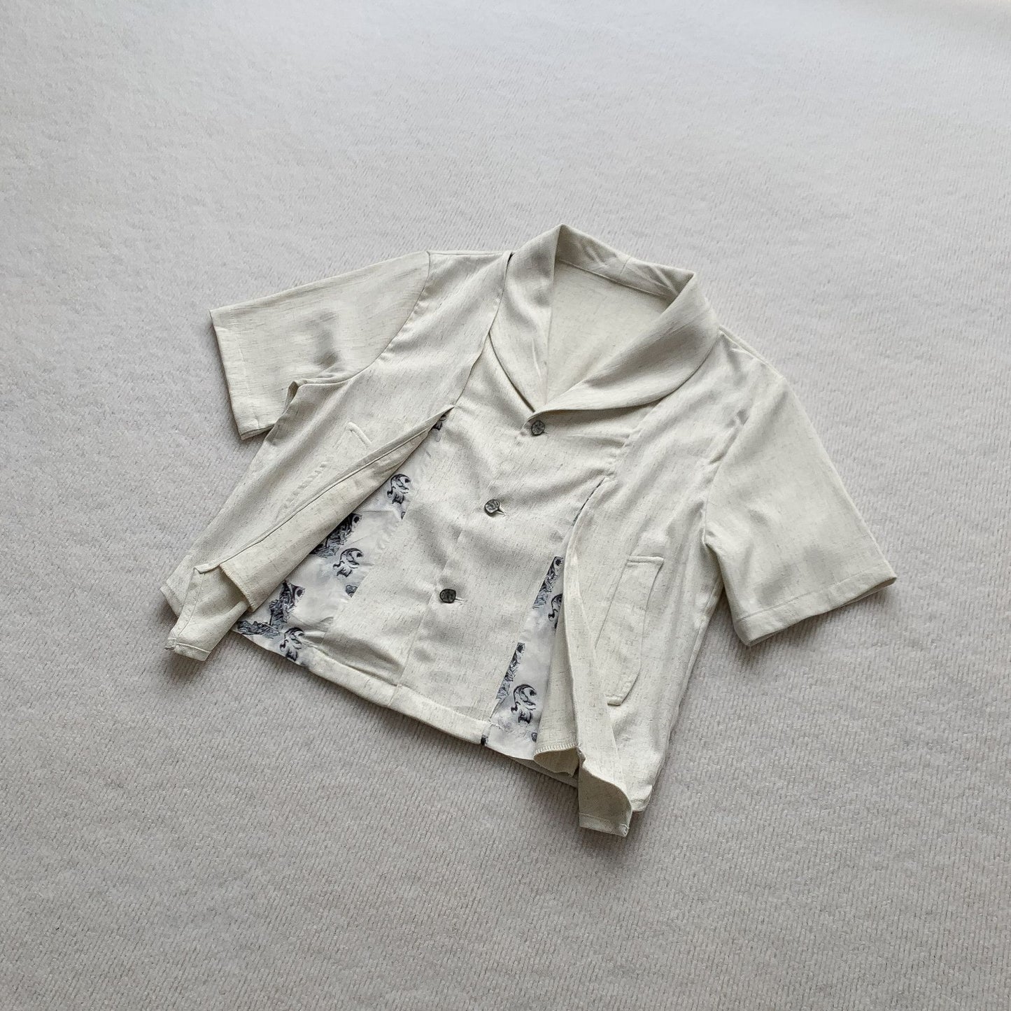 Floral panel irregular shirt open lapel detail | ZIRR