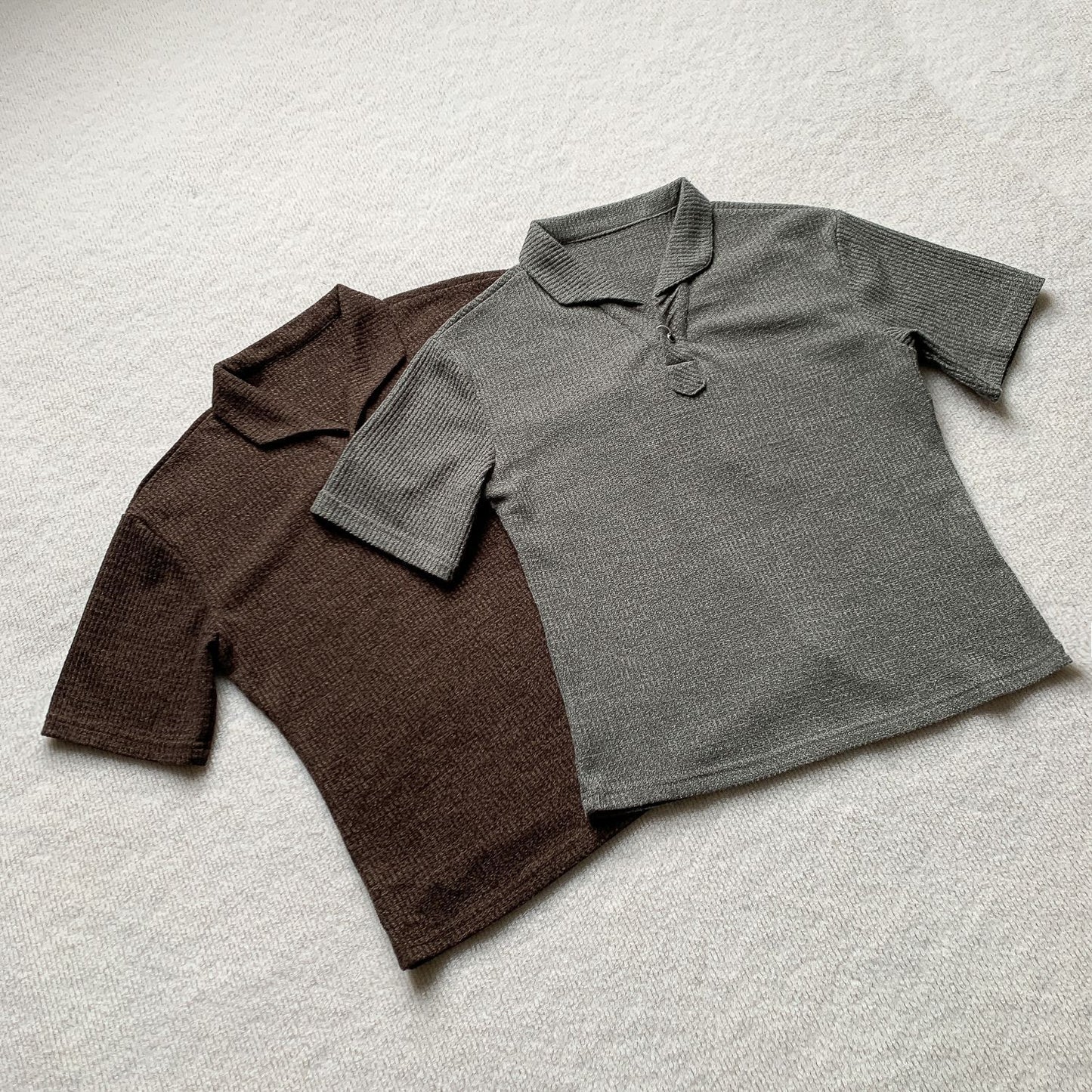 Open collar knit polo back view | ZIRR