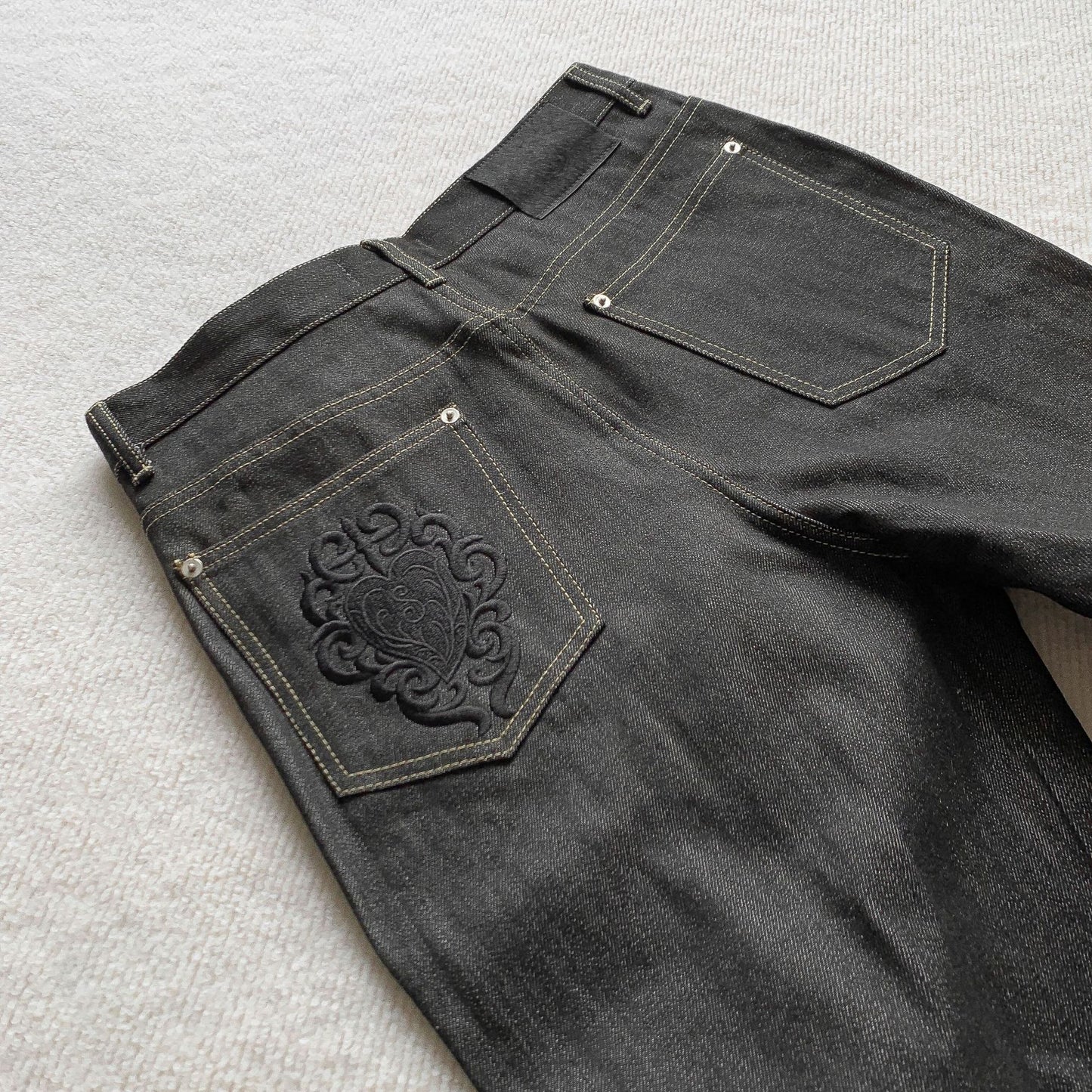 Raw selvedge flare denim front view | ZIRR
