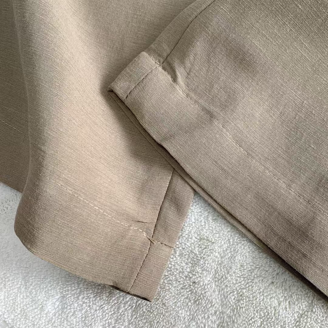 Linen drawstring wide pant side slit hem detail | ZIRR