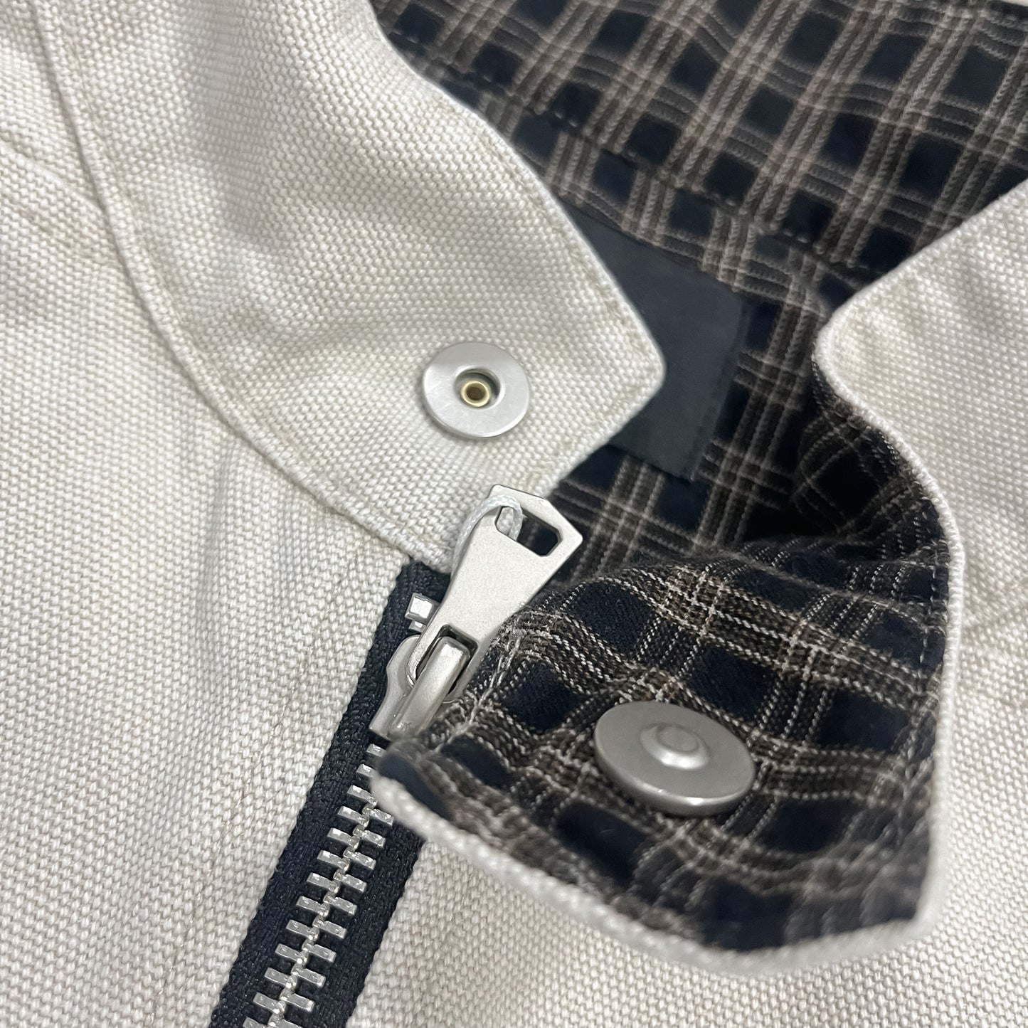 Washed canvas moto jacket seam detail | ZIRR