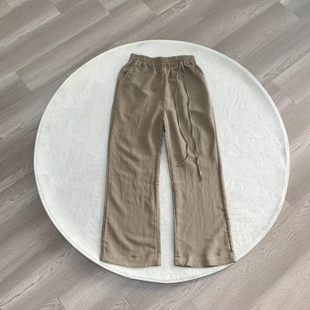 Linen drawstring wide pant back view | ZIRR