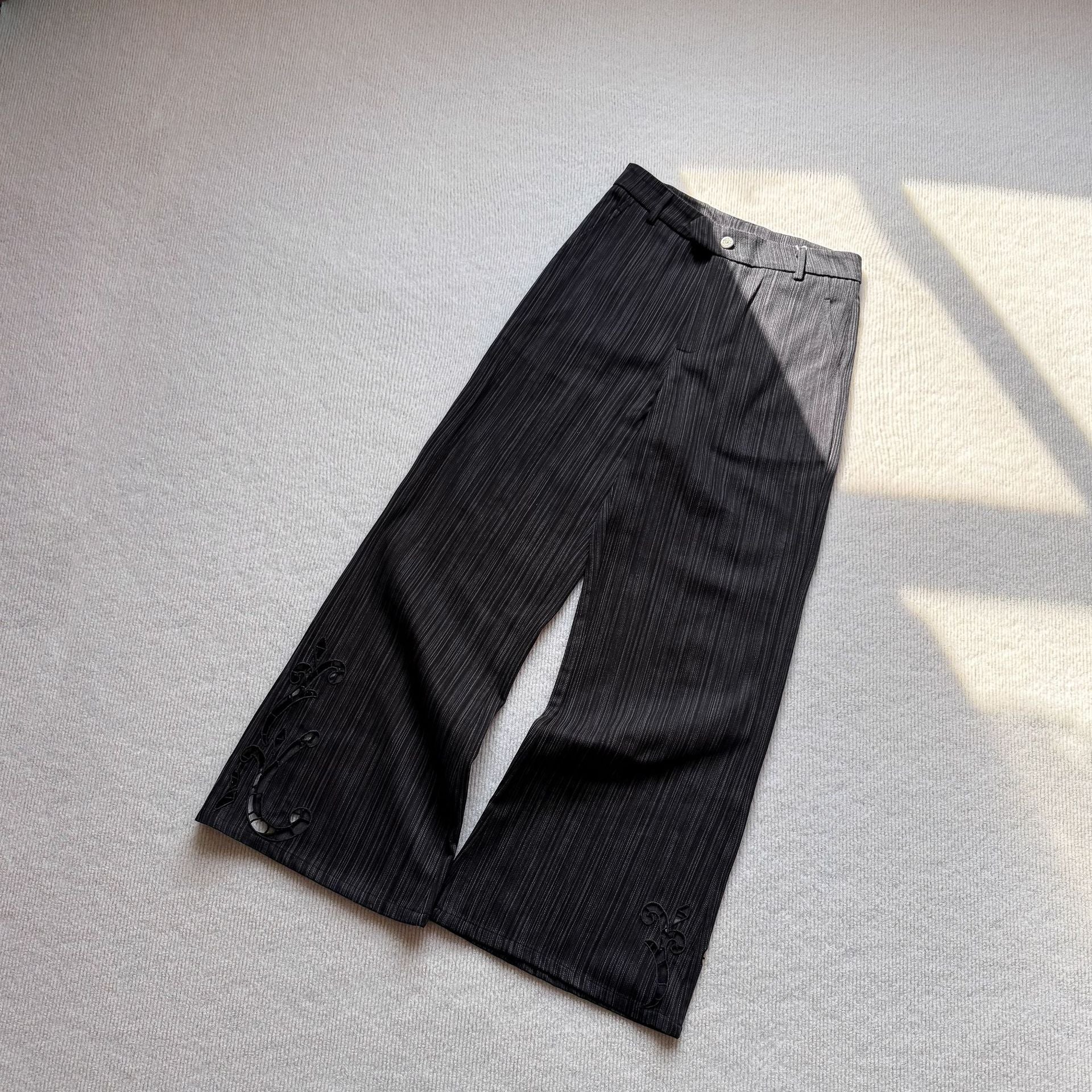 Embroidered stripe trouser back view | ZIRR