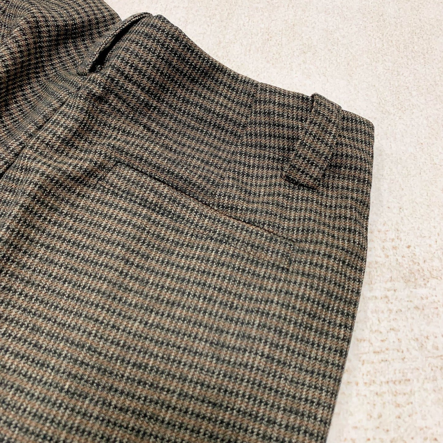 Wool Blend Striped Wide-Leg Trousers