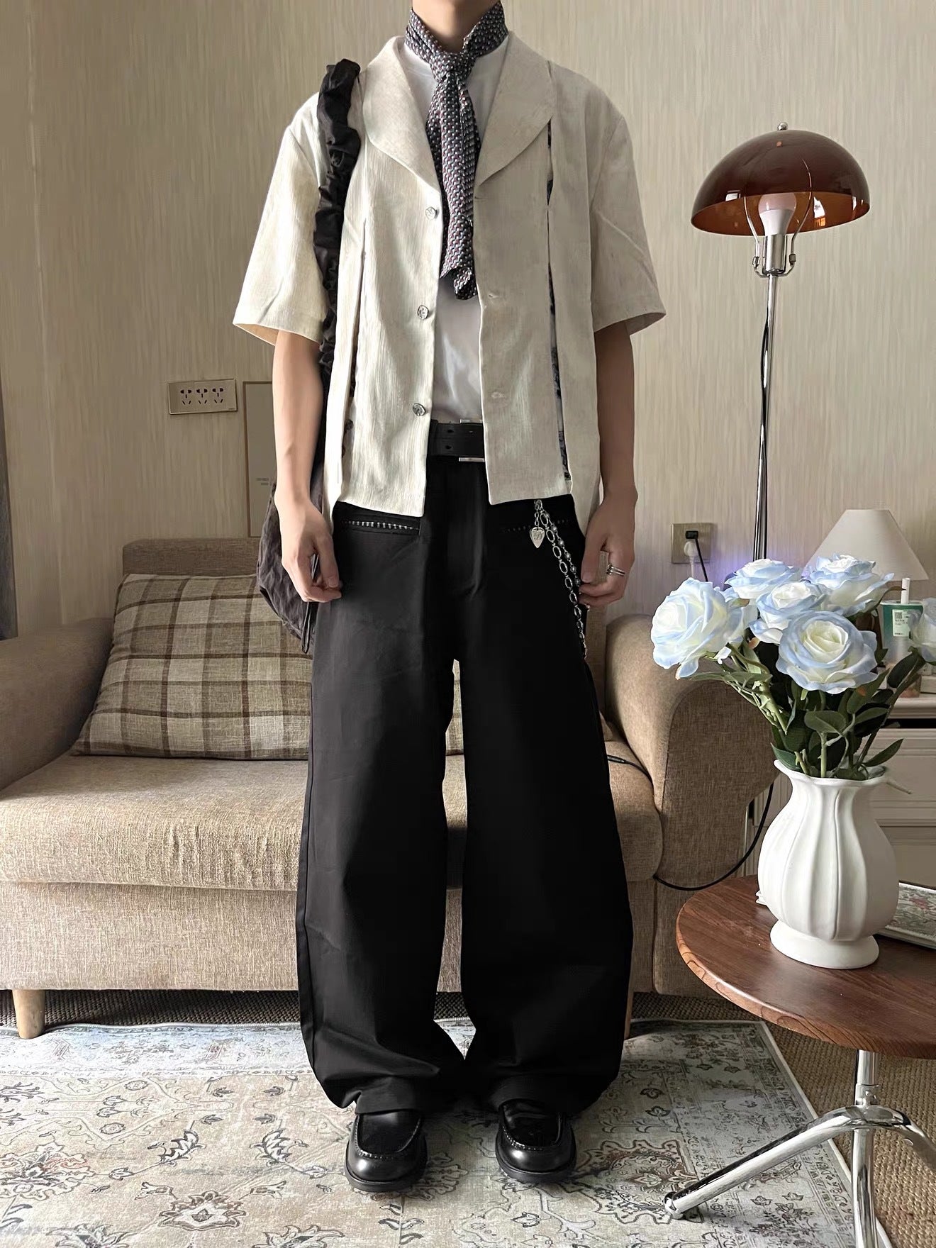Floral panel irregular shirt front view | ZIRR