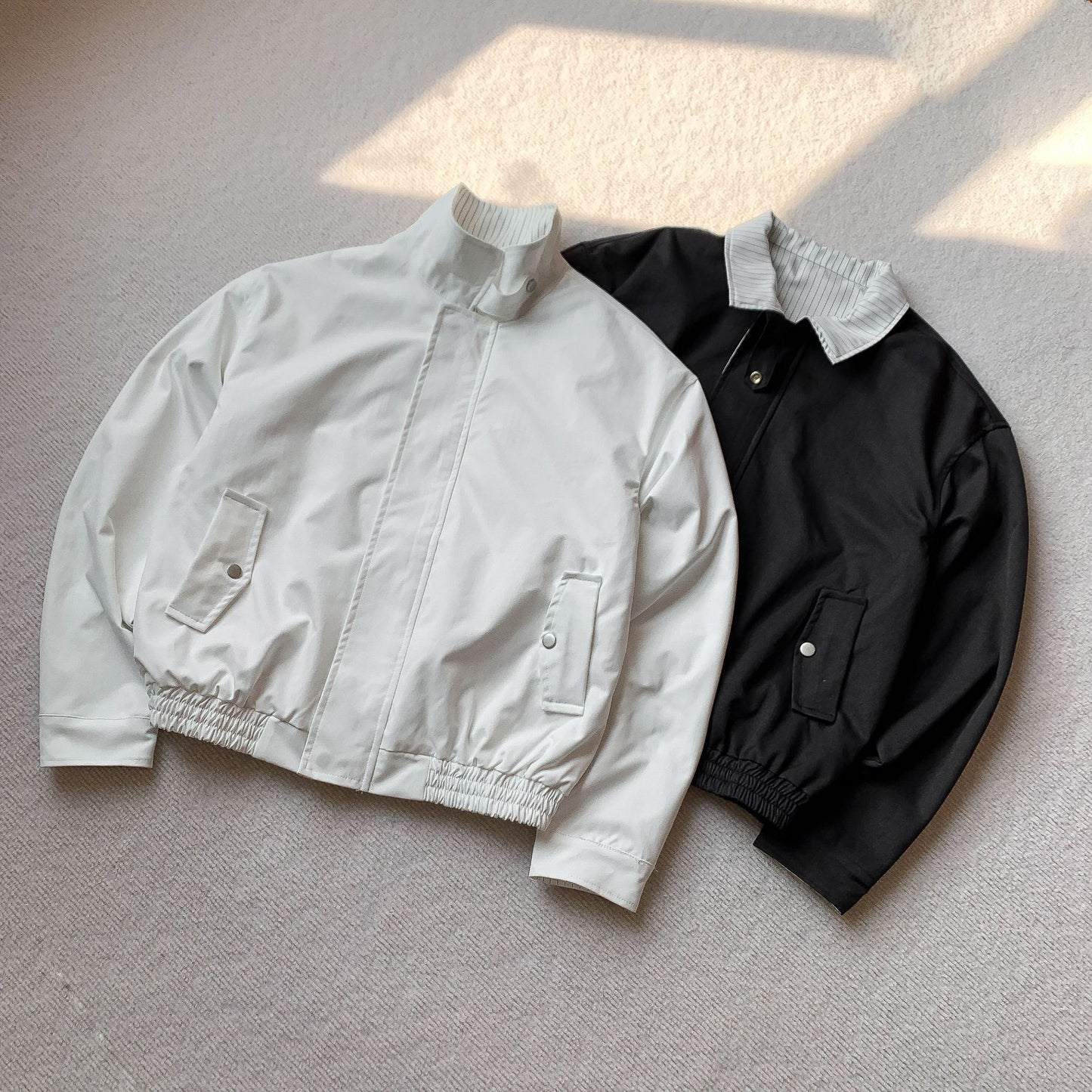 Stripe collar bomber contrast collar detail | ZIRR
