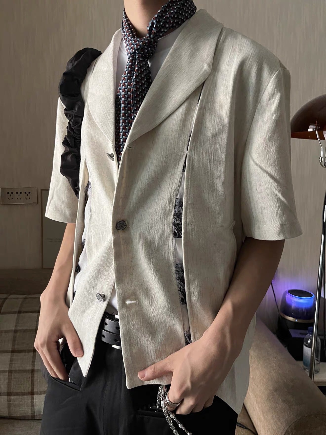 Floral panel irregular shirt back view | ZIRR