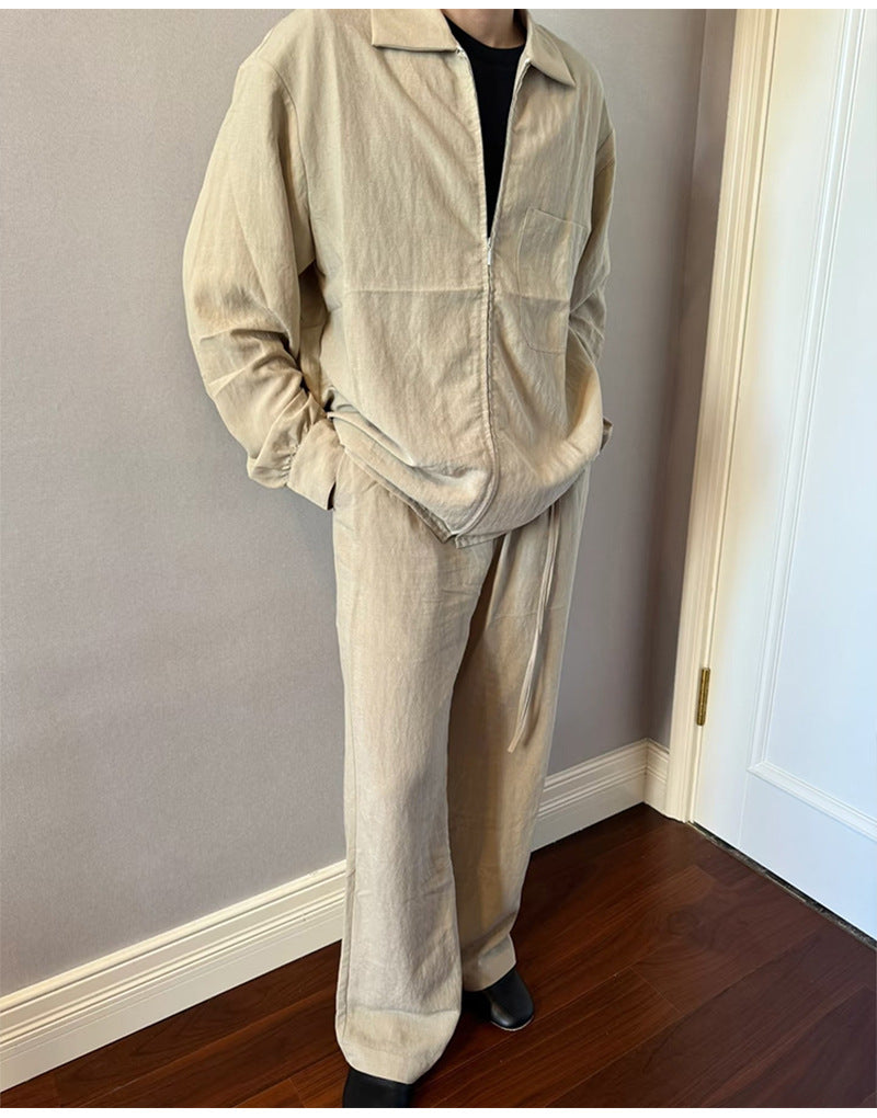 Linen drawstring wide pant black colourway | ZIRR