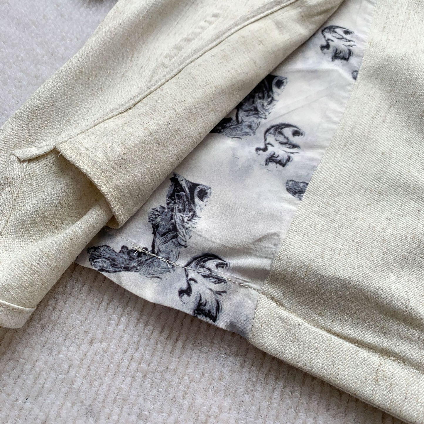 Floral panel irregular shirt side view | ZIRR