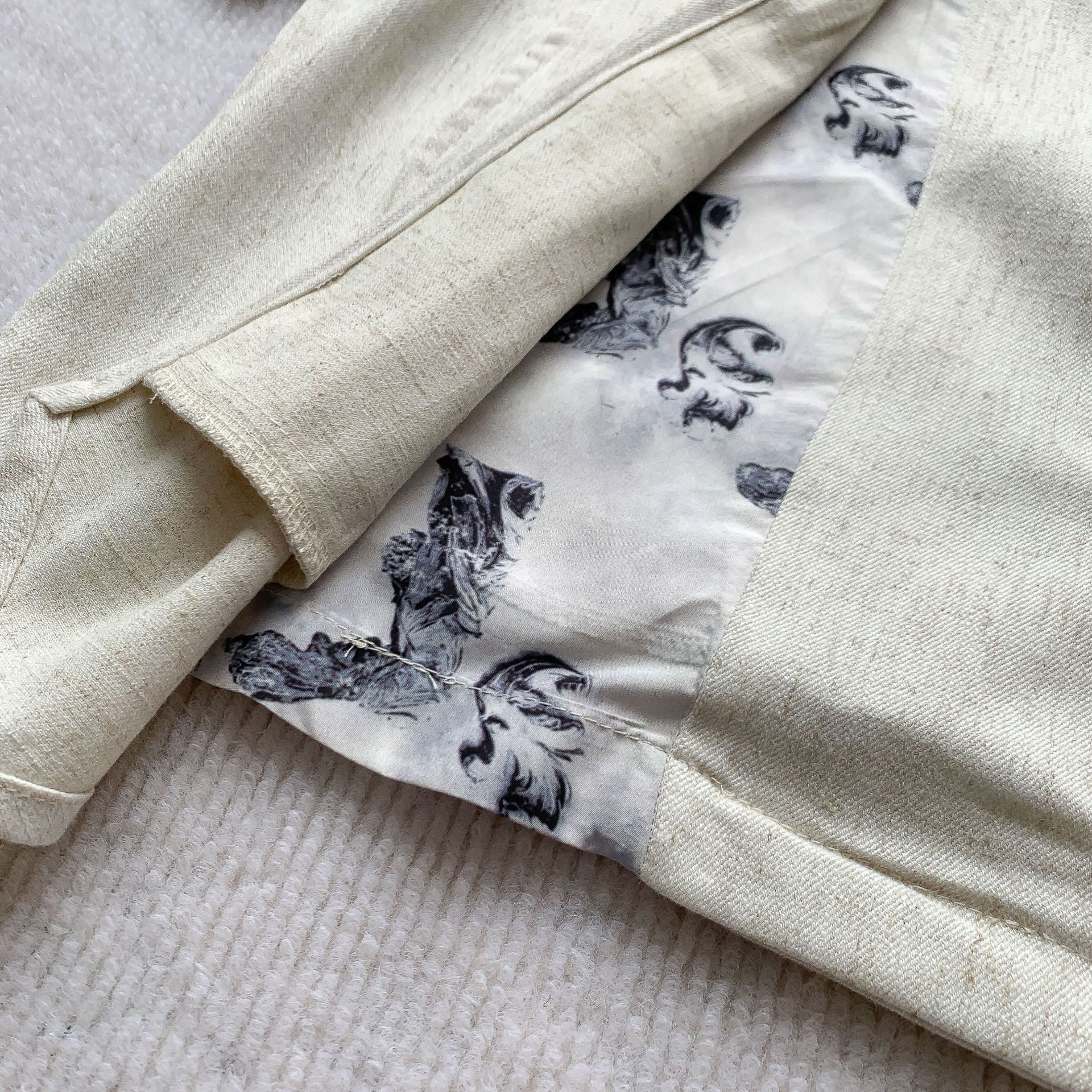 Floral panel irregular shirt side view | ZIRR