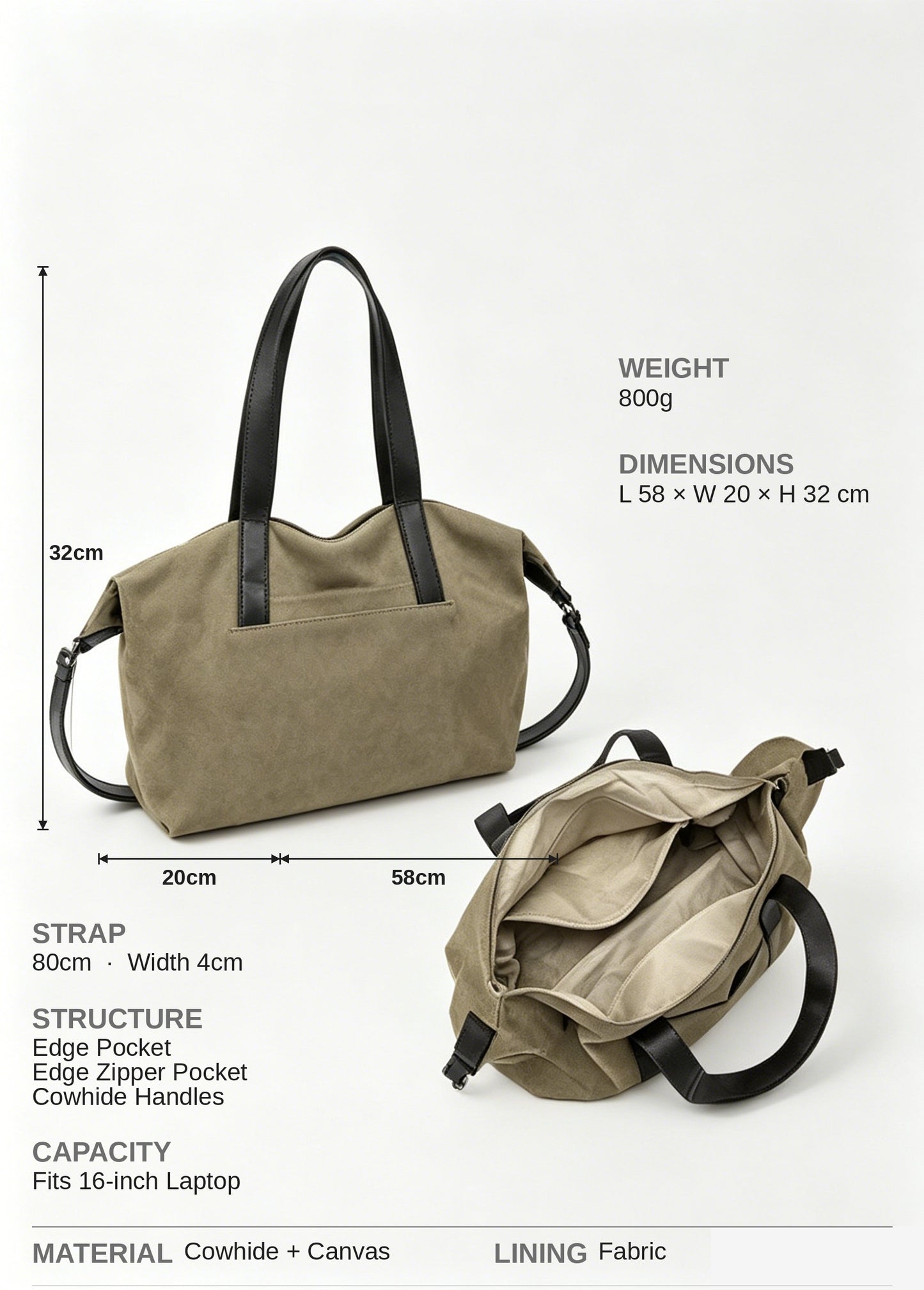 Canvas leather trim duffle size reference | ZIRR