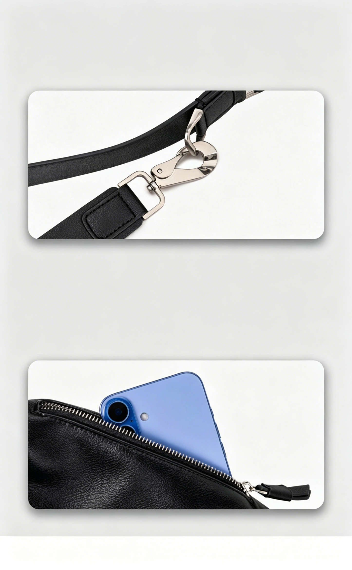 Crescent leather crossbody side view | ZIRR