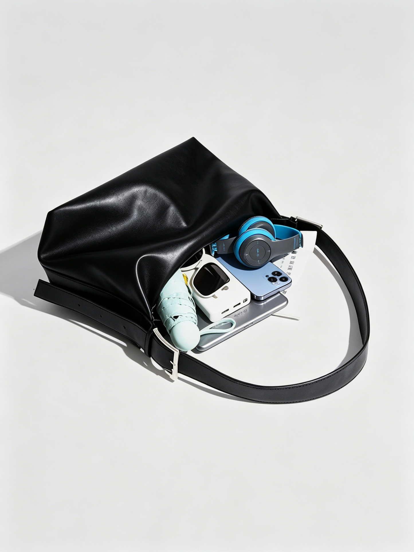 Pleated shoulder bag interior view | ZIRR