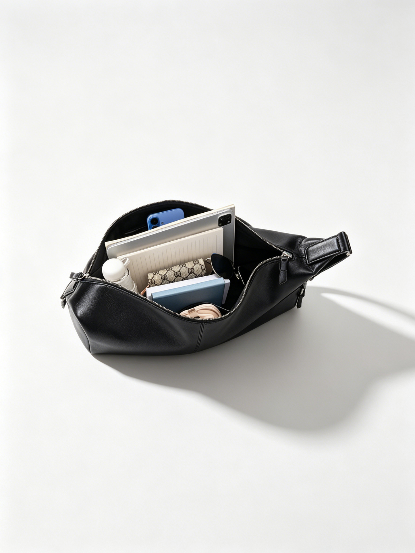 Crescent leather crossbody strap detail | ZIRR