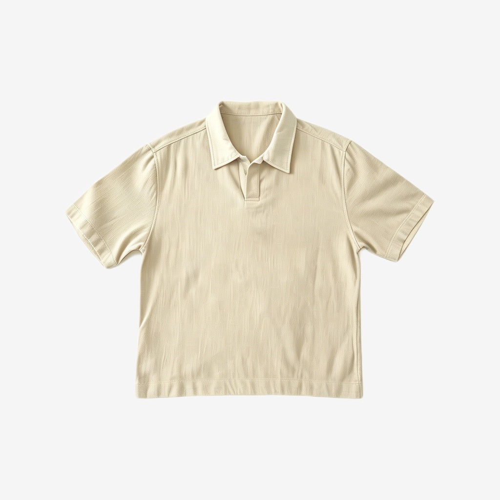 Linen Open Collar Polo