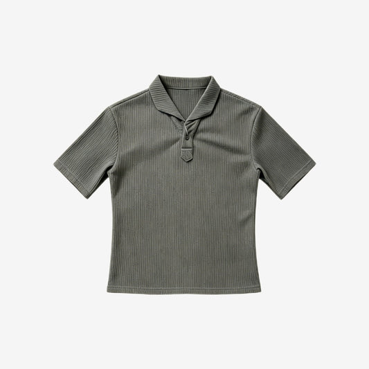 Open Collar Knit Polo