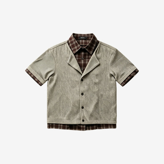 Plaid Splice Knit Shirt