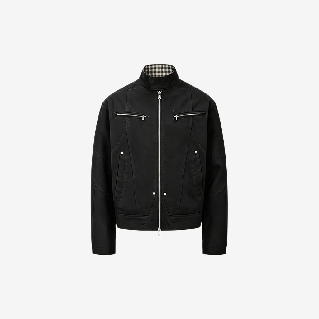 Washed Canvas Moto Jacket