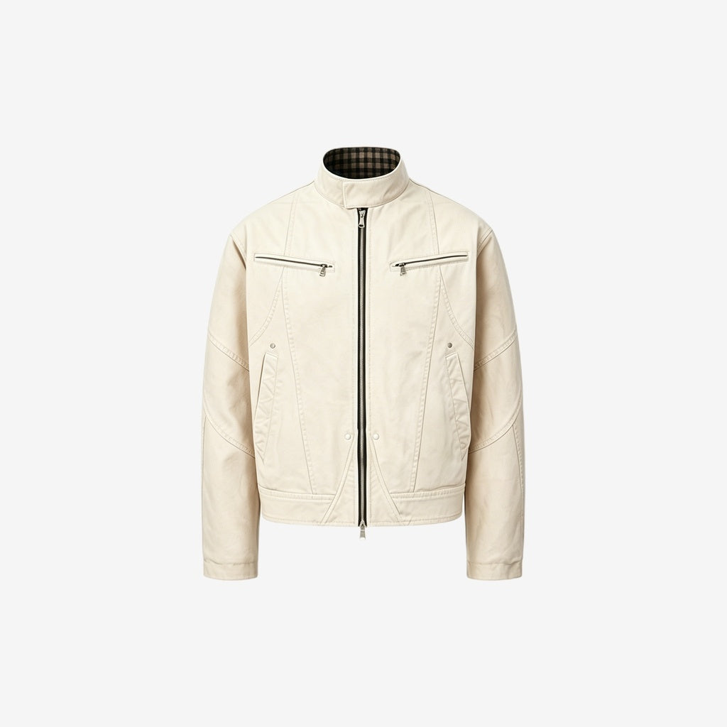Washed Canvas Moto Jacket