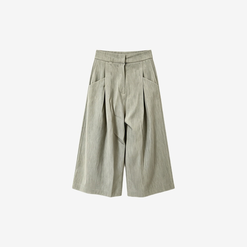 Wool Blend Pleated Wide Culotte