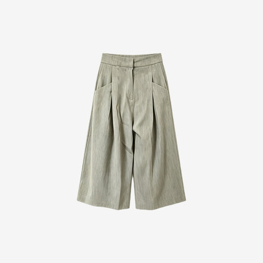 Wool Blend Pleated Wide Culotte