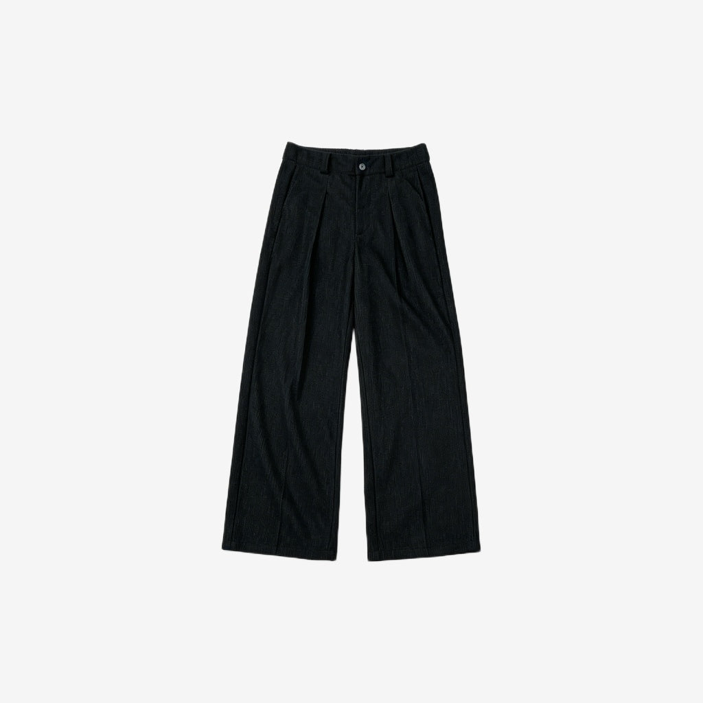 Wool Blend Striped Wide-Leg Trousers