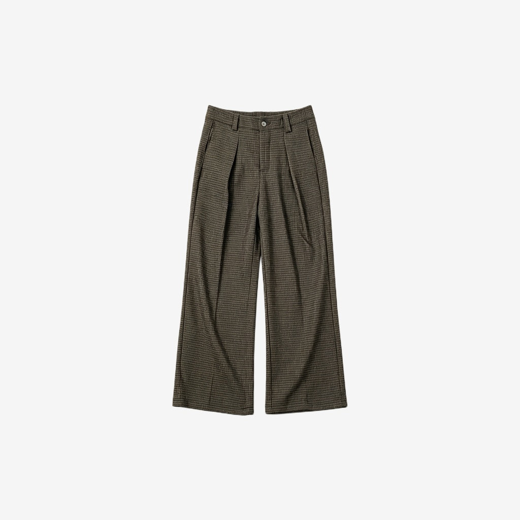 Wool Blend Striped Wide-Leg Trousers