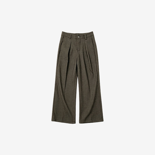 Wool Blend Striped Wide-Leg Trousers